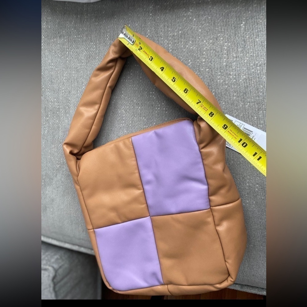 Mango Brown Purple Square Colorblock Bag Y2K Boho Hippie Shoulder Bag - Picture 7 of 8